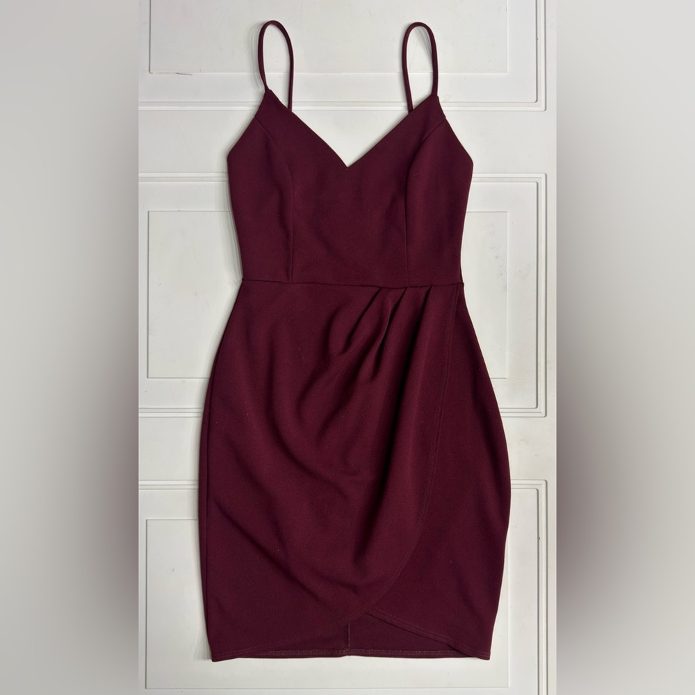 Lulus Women’s Sz S Forever Your Girl Maroon Plum Ruched Slip Mini Dress - Picture 1 of 5